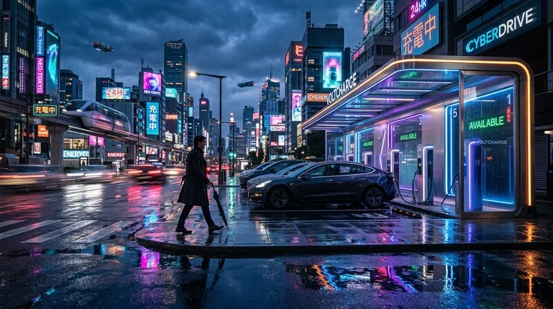 Electric car charging station city