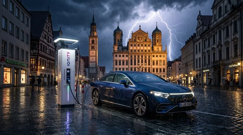 Man charging an EV at a home charger