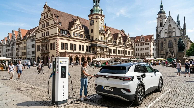 Tesla Model at a home charger in an underground garage